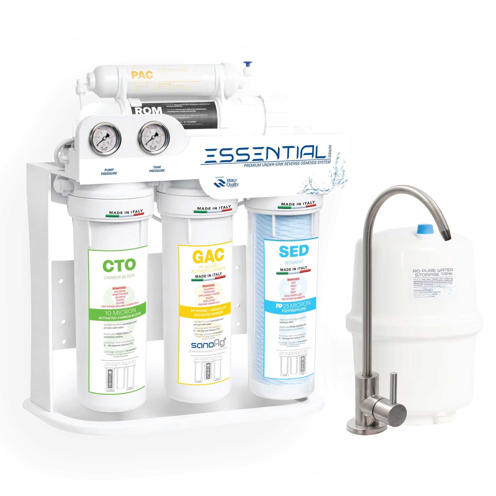 Sistema di filtrazione a osmosi inversa premium, Spectrum Water ESSENTIAL Series, 5 stadi, TDS