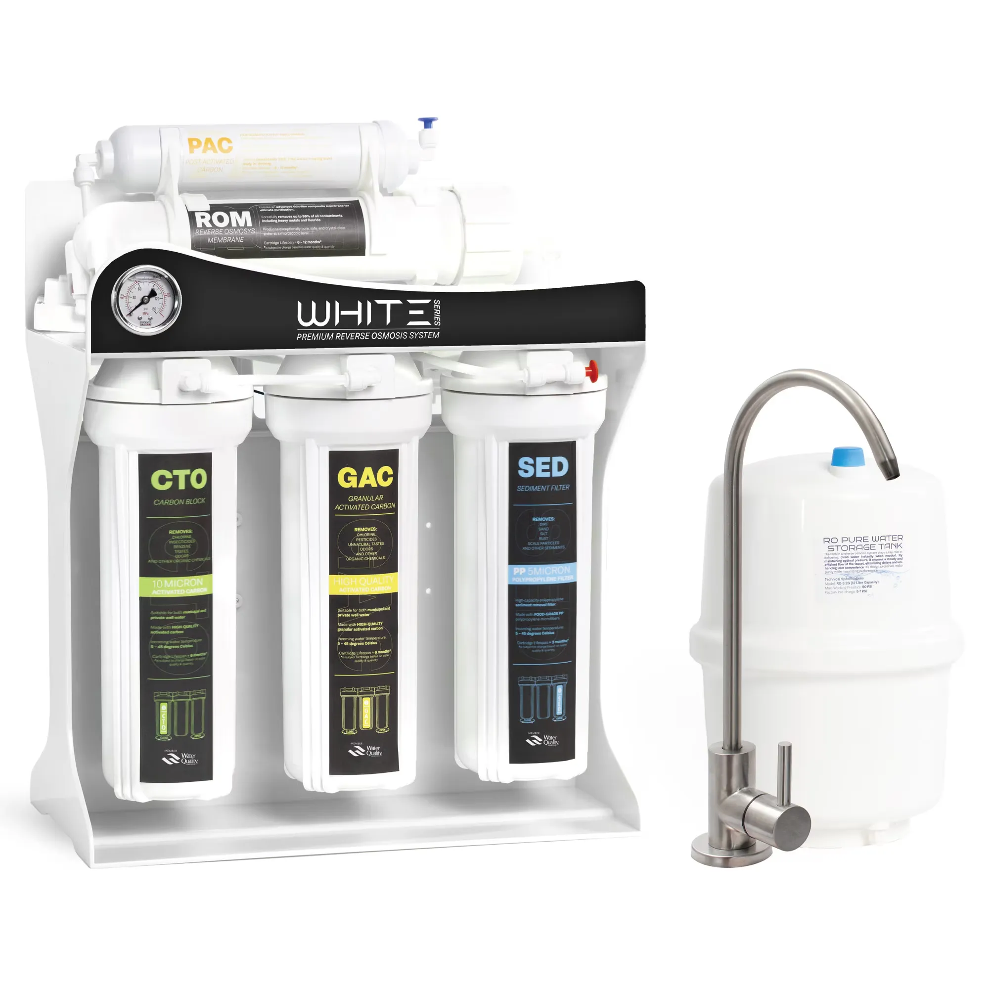 Sistema di filtrazione a osmosi inversa premium, Spectrum Water WHITE Series, 5 stadi, TDS