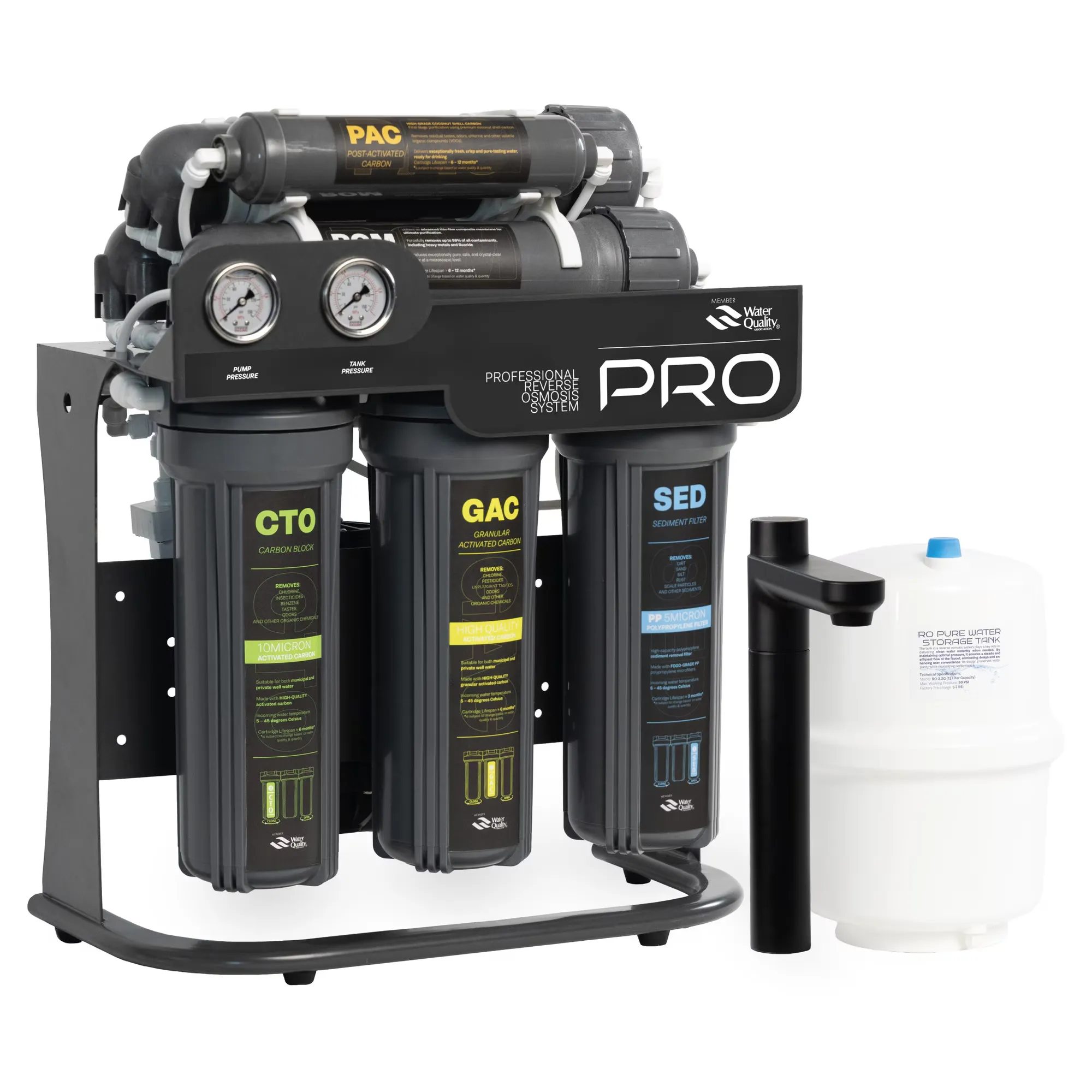 Sistema di filtrazione a osmosi inversa premium, Spectrum Water PRO Series, con pompa, 7 stadi, 300 GPD, TDS